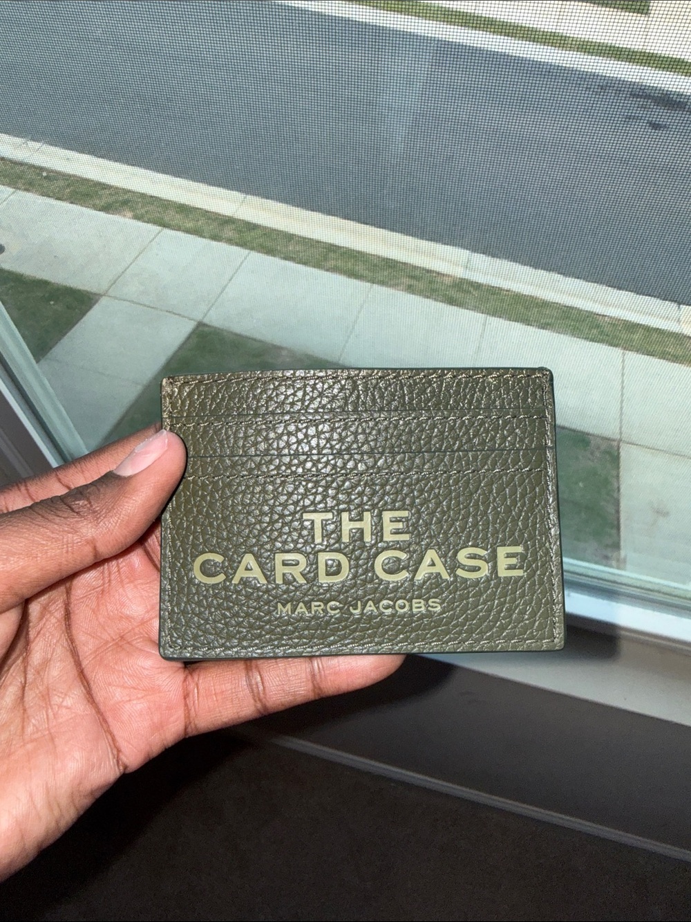 Marc Jacobs Olive Green Pebbled Leather Card Case